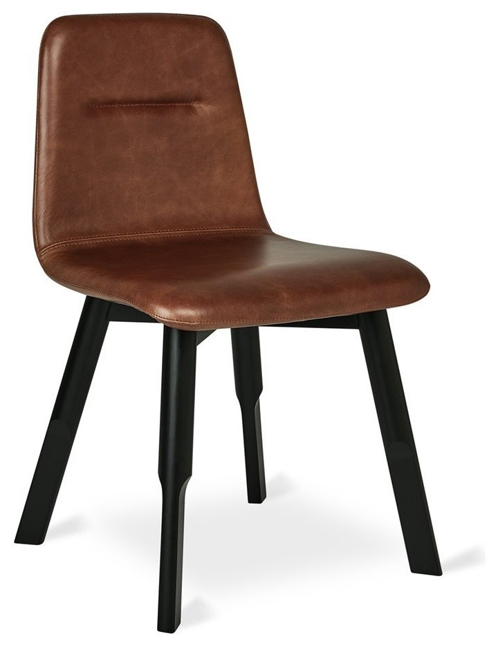 Bracket Dining Chair,Saddle Brown Leather