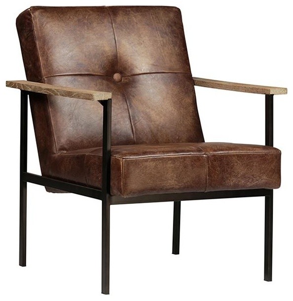 Marcel Mid Century Tufted Leather Armchair