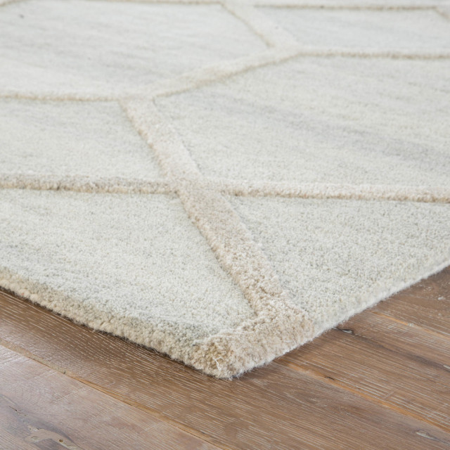 Jaipur Living Cleveland Handmade Geometric Cream/Gray Area Rug, 5'x8