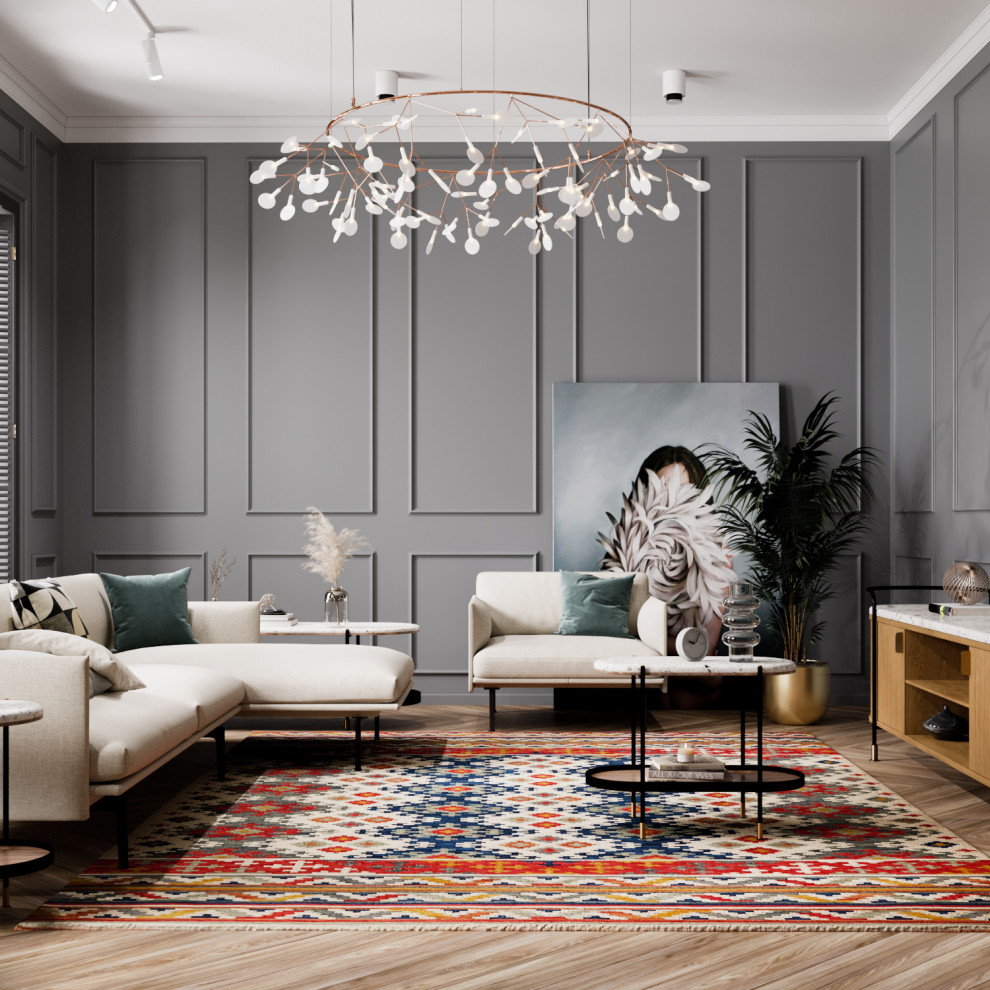 Красивая гостиная в стиле скандик