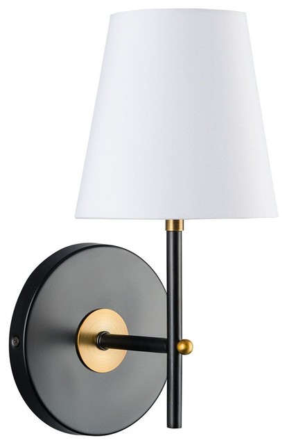Tamb Wall Sconce With Fabric Shade Transitional Bathroom