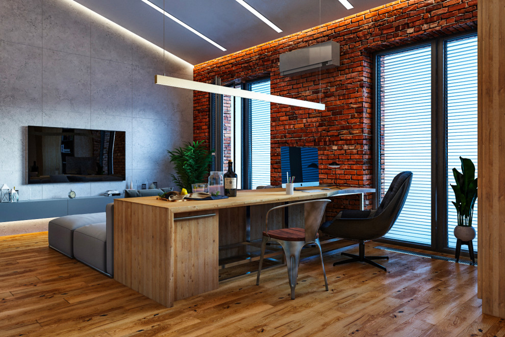 Интерьер небольшой двухуровневой квартиры студии в стиле лофт