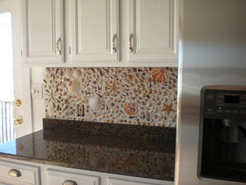 diy seashell backsplash