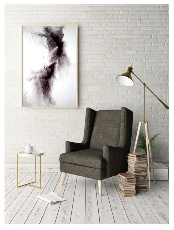 Чёрная воздушная абстракция для интерьера  (чернила, пластик)