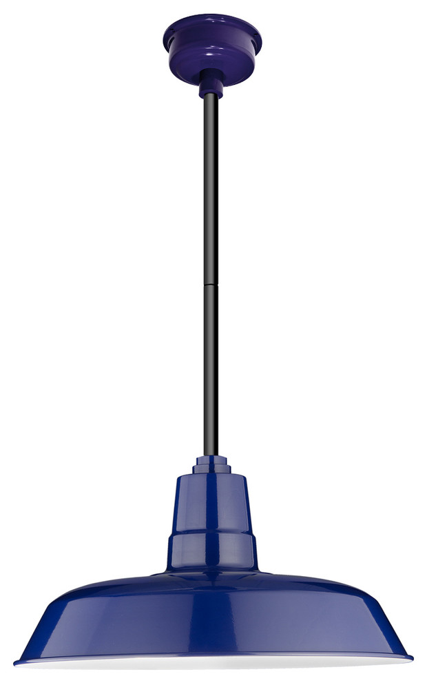 Oldage LED Pendant Barn Light, Black Downrod, 18" Farmhouse Outdoor