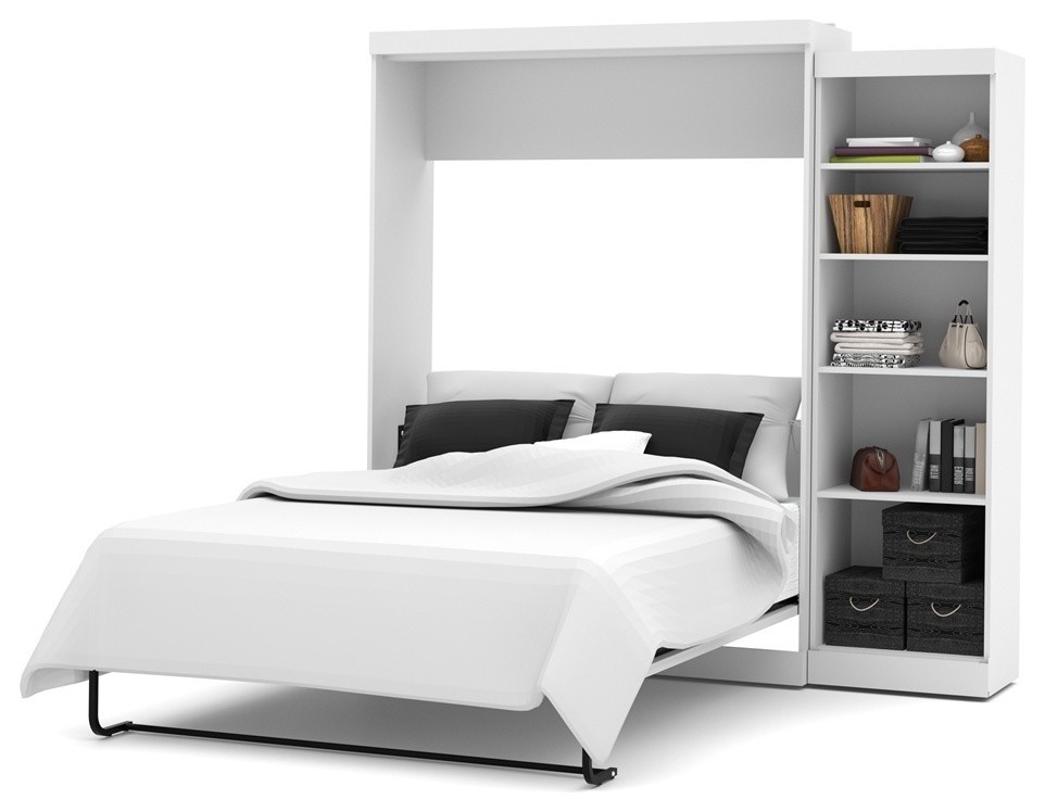 Bestar Pur By 90 Queen Wall Bed, Bestar Lumina 2 Piece Queen Wall Bed With Desk And Storage Unit