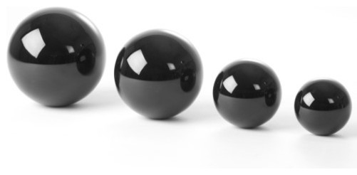 Solid Crystal Black Sphere Set 4 Decorative Ball Opaque Glass