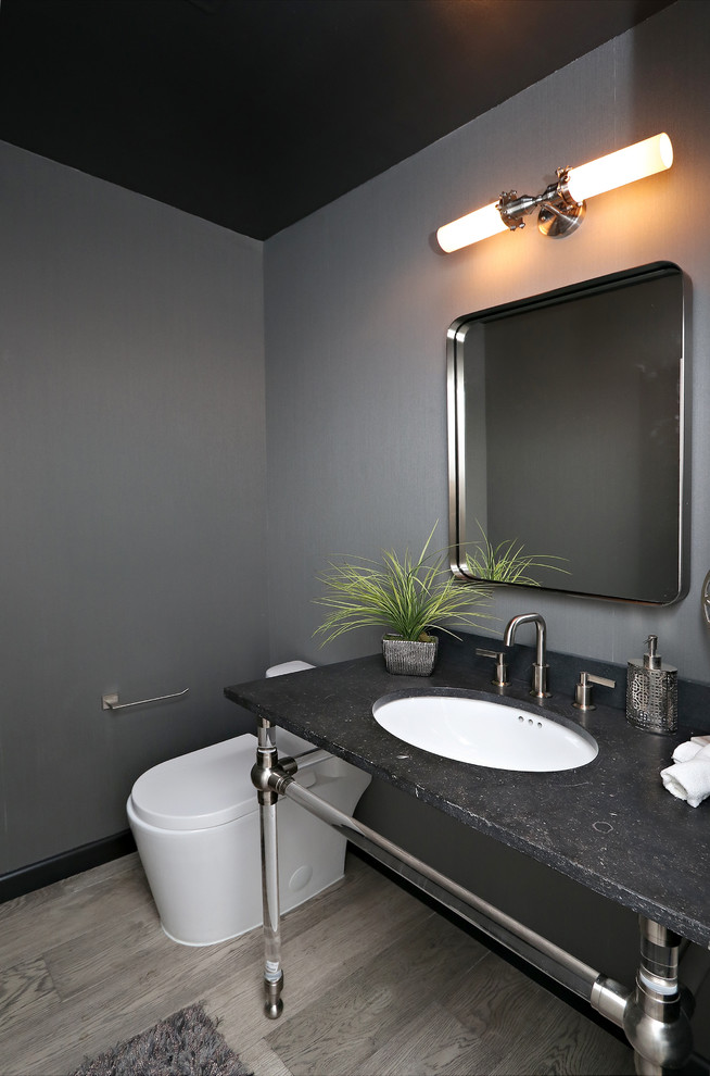 Photo of a modern powder room in Los Angeles.