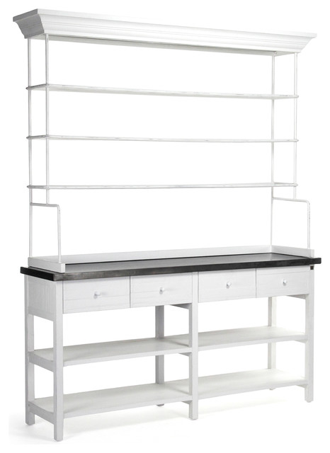 Marion Classic White Industrial Metal Large Display Shelf Bakers Rack