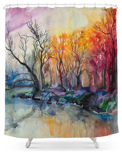 Society6 Sunset in The Forest Shower Curtain Contemporary Shower