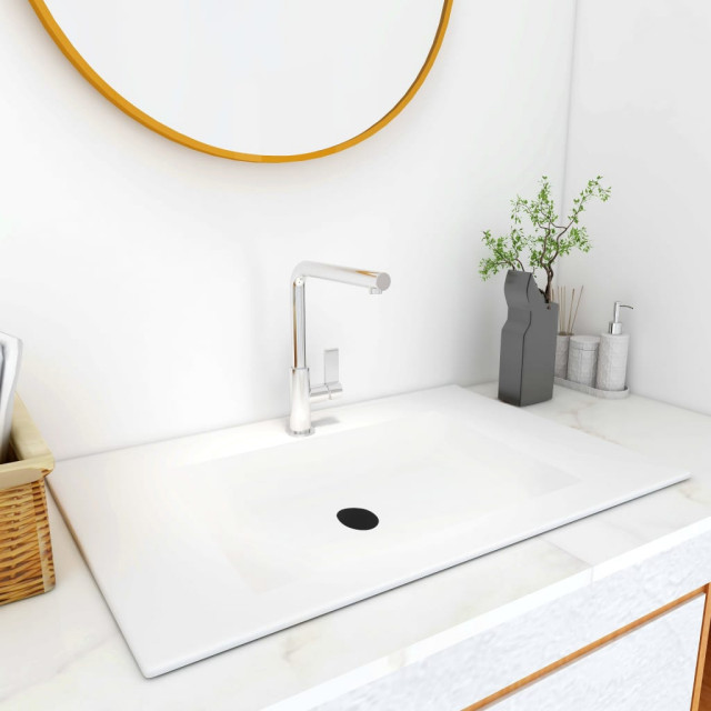 vidaXL Wash Basin Built-in Basin Vanity Sink Small Basin Bath Sink SMC White