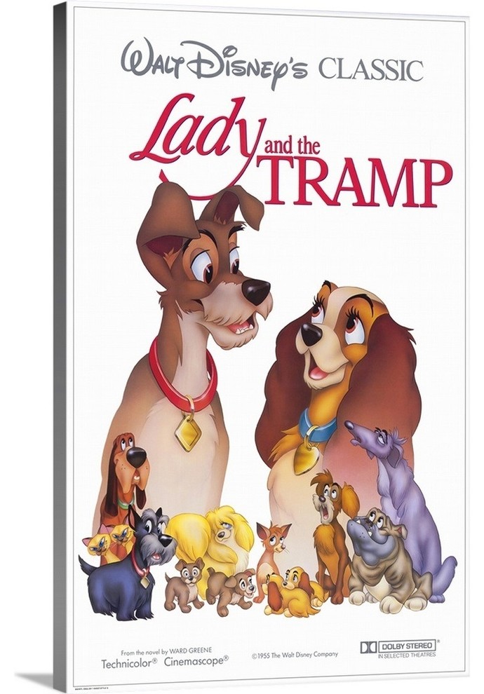 "Lady and the Tramp (1986)" Wrapped Canvas Art Print, 24"x36"x1.5"
