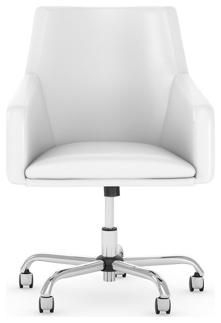 Somerset Mid Back Leather Box Chair, White Leather