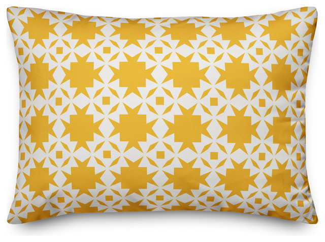 Folk Southwestern Pattern in Yellow Throw Pillow