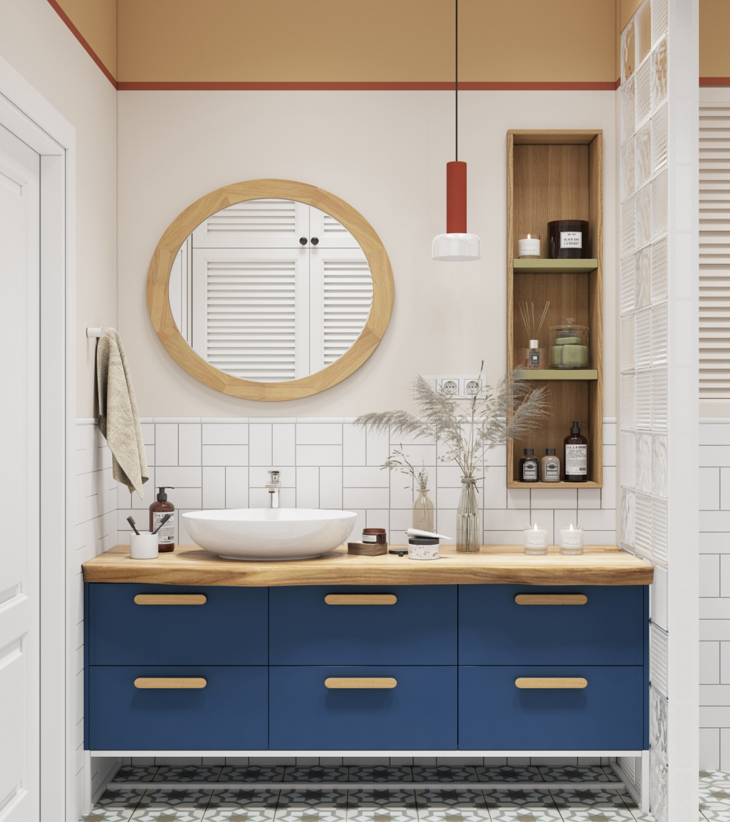 Санузел синей тумбой