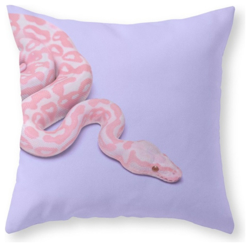 Pink Snake Couch Throw Pillow - Cover (16  x 16 ) with pillow insert - Indoor Pi