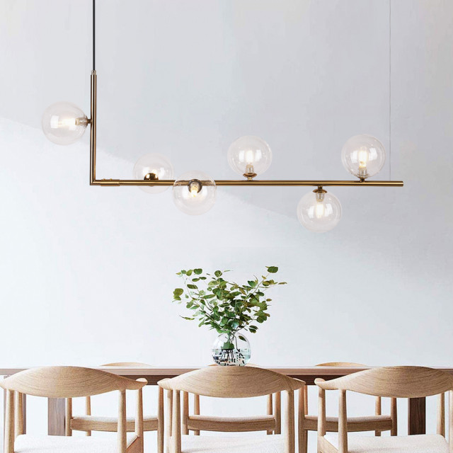 Modern Minimalist Kitchen Island 6-Light Linear Lighting - Contemporary ...