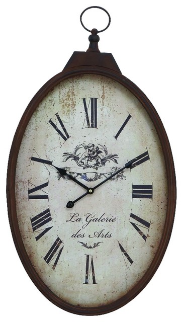 Old Fashioned Oval Pocket Watch Wall Clock Bronze Beige Decor 66972 Old Fashioned Oval Pocket Watch Wall Clock Bronze Beige Decor 66972