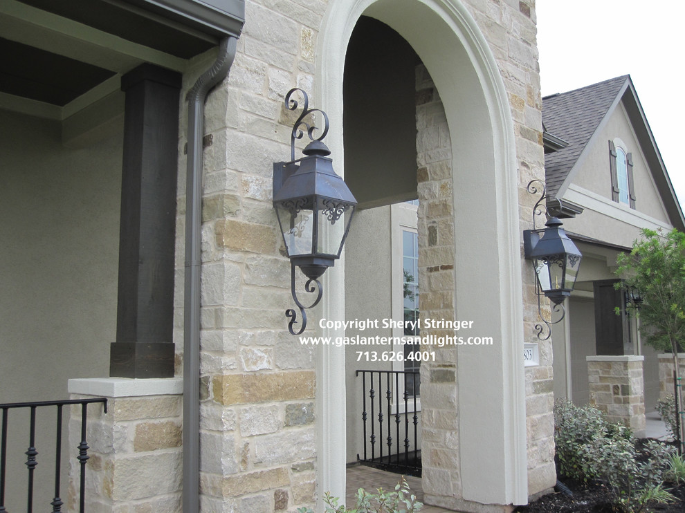 Sheryl's French Chateau Style Natural Gas Lanterns with Dark Patina Finish