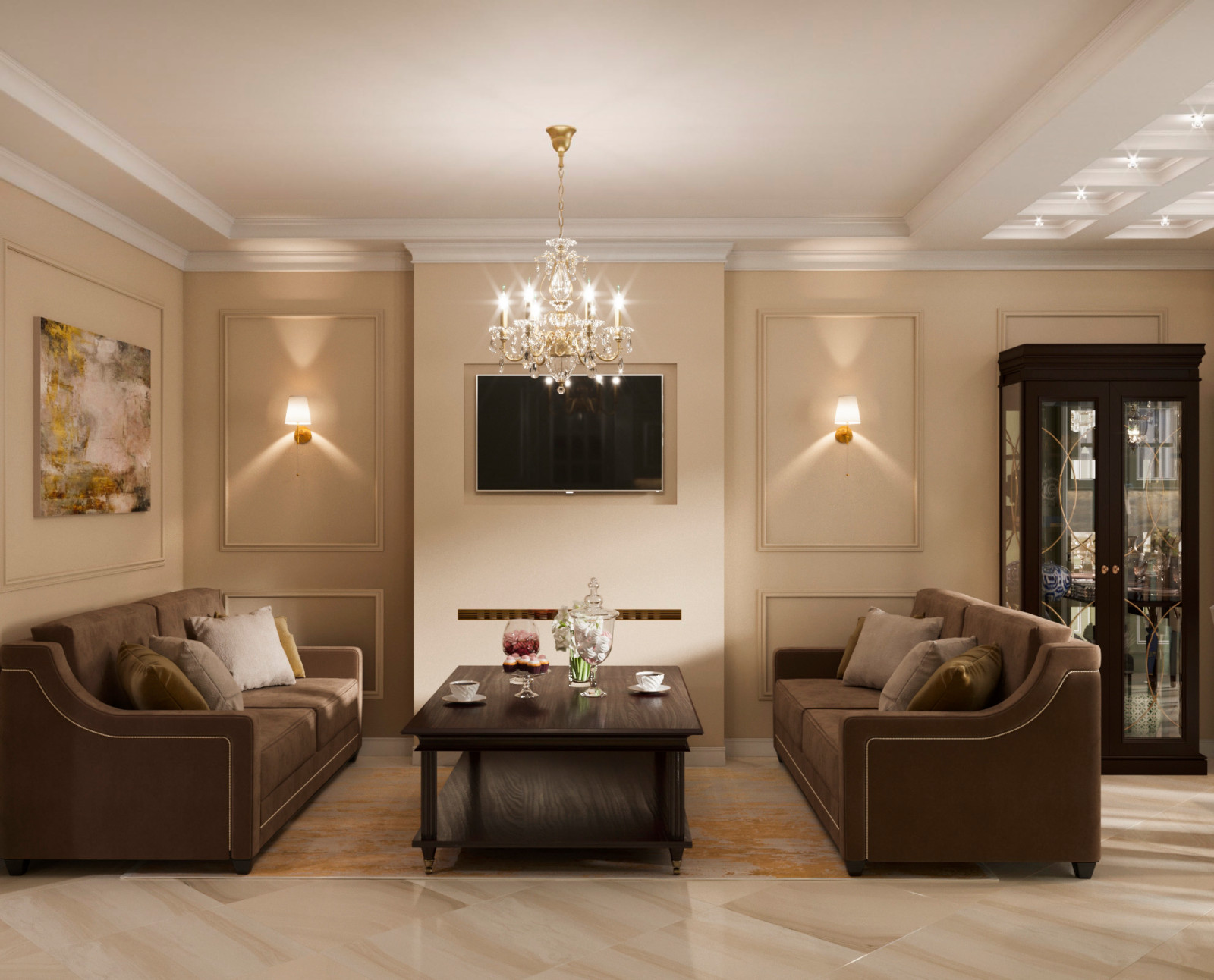 Кухня-гостиная в проекте квартиры 120 кв.м в ЖК Мосфильмовский