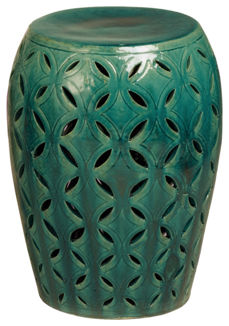 Green Lattice Garden Stool - Transitional - Accent And Garden Stools ...