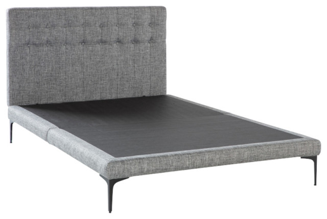 Stratton Twin Foundation & Headboard, Bell Basic Gray - Midcentury ...