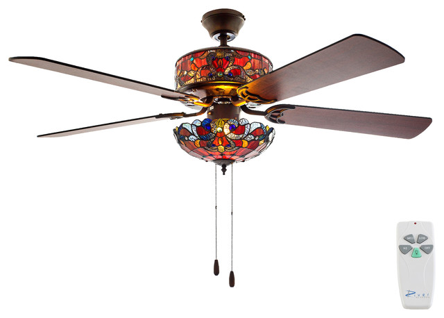 52 W Tiffany Style Stained Glass Magna Carta Ceiling Fan
