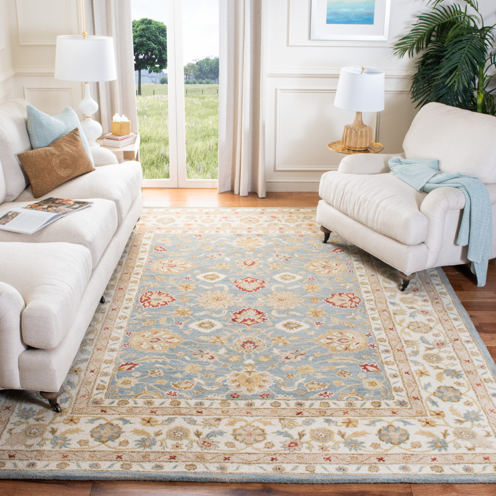 Safavieh Antiquity Collection AT822 Rug, Gray/Blue/Beige, 9'6"x13'6"