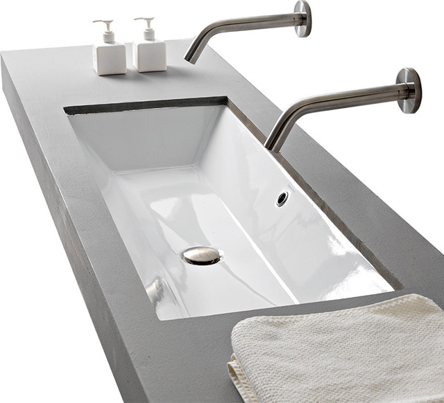 Rectangular Small White Ceramic Undermount Sink Contemporary Bathroom Sinks By Thebathoutlet Houzz