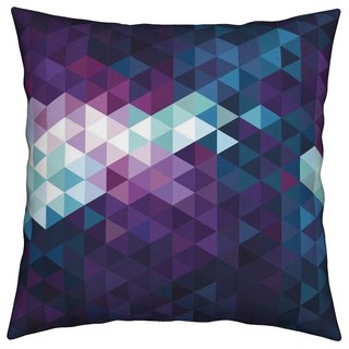 Purple Teal Abstract Geometric Gradient Ombre Throw Pillow