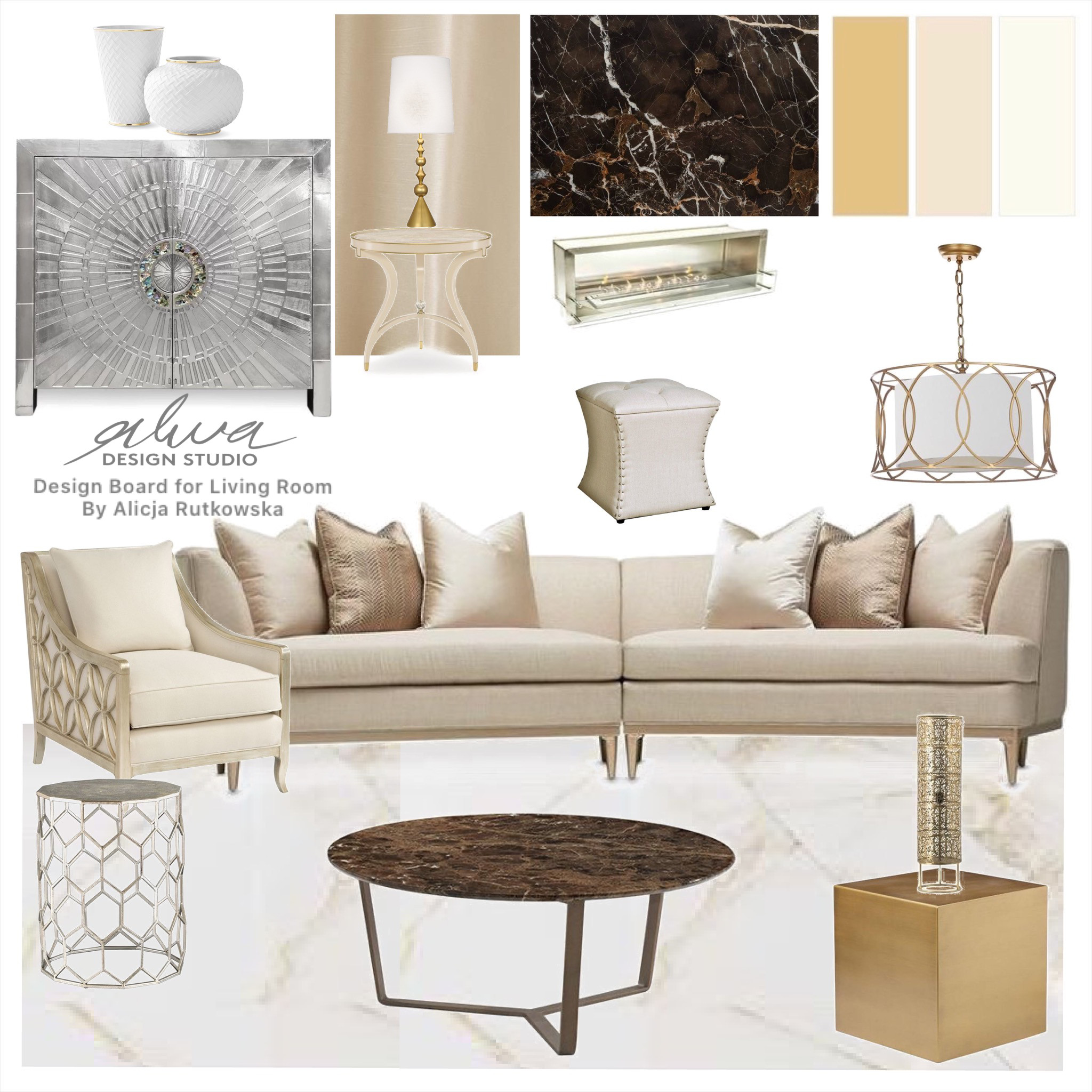 Neoclassic House Design - Living Room Design Board