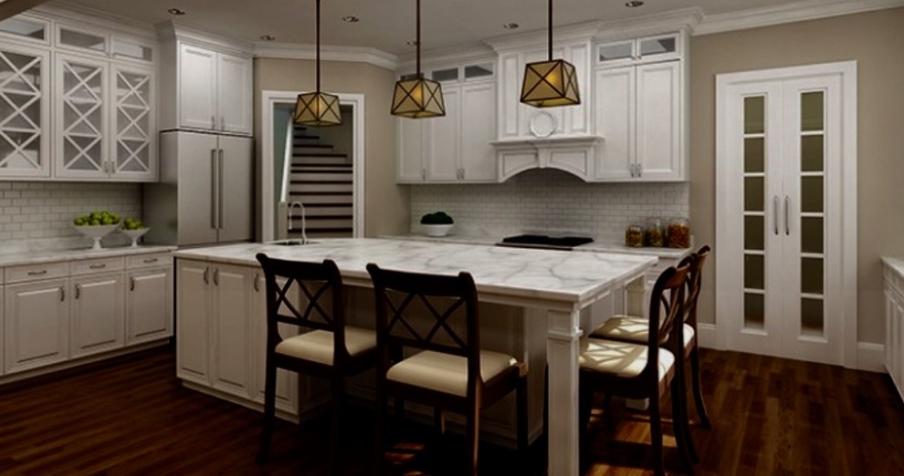 Example of a transitional home design design in Chicago