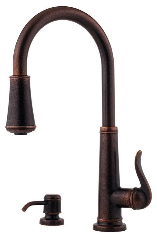 Ashfield Single-Handle Pull-Down Sprayer Kitchen Faucet in Rustic Bronze