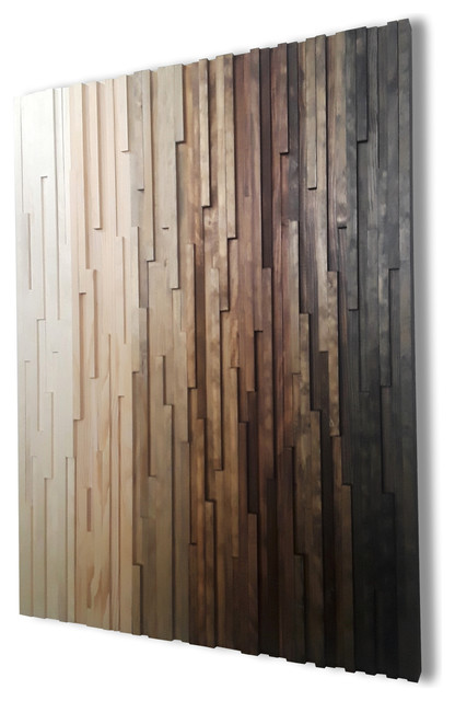Modern Wood Wall Art In Gradient Browns Contemporary Accents By Rustic Houzz - Large Wood Wall Art Pictures
