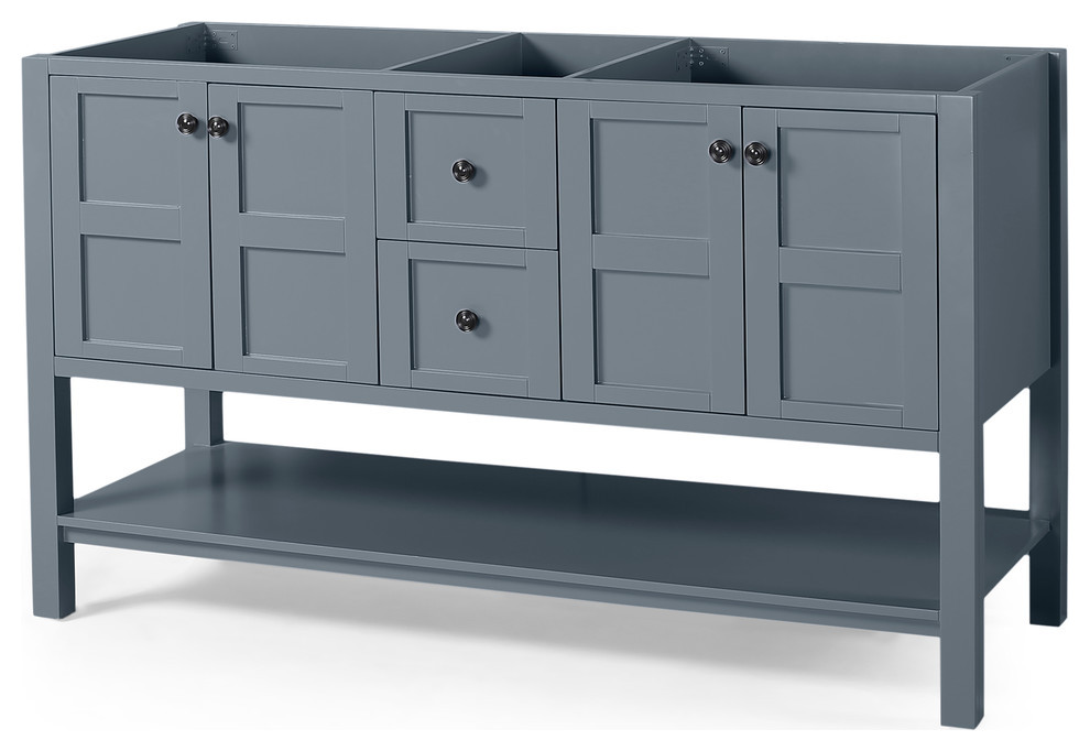 Anna Contemporary 60" Wood Bathroom Vanity, Counter Top Not Included, Gray