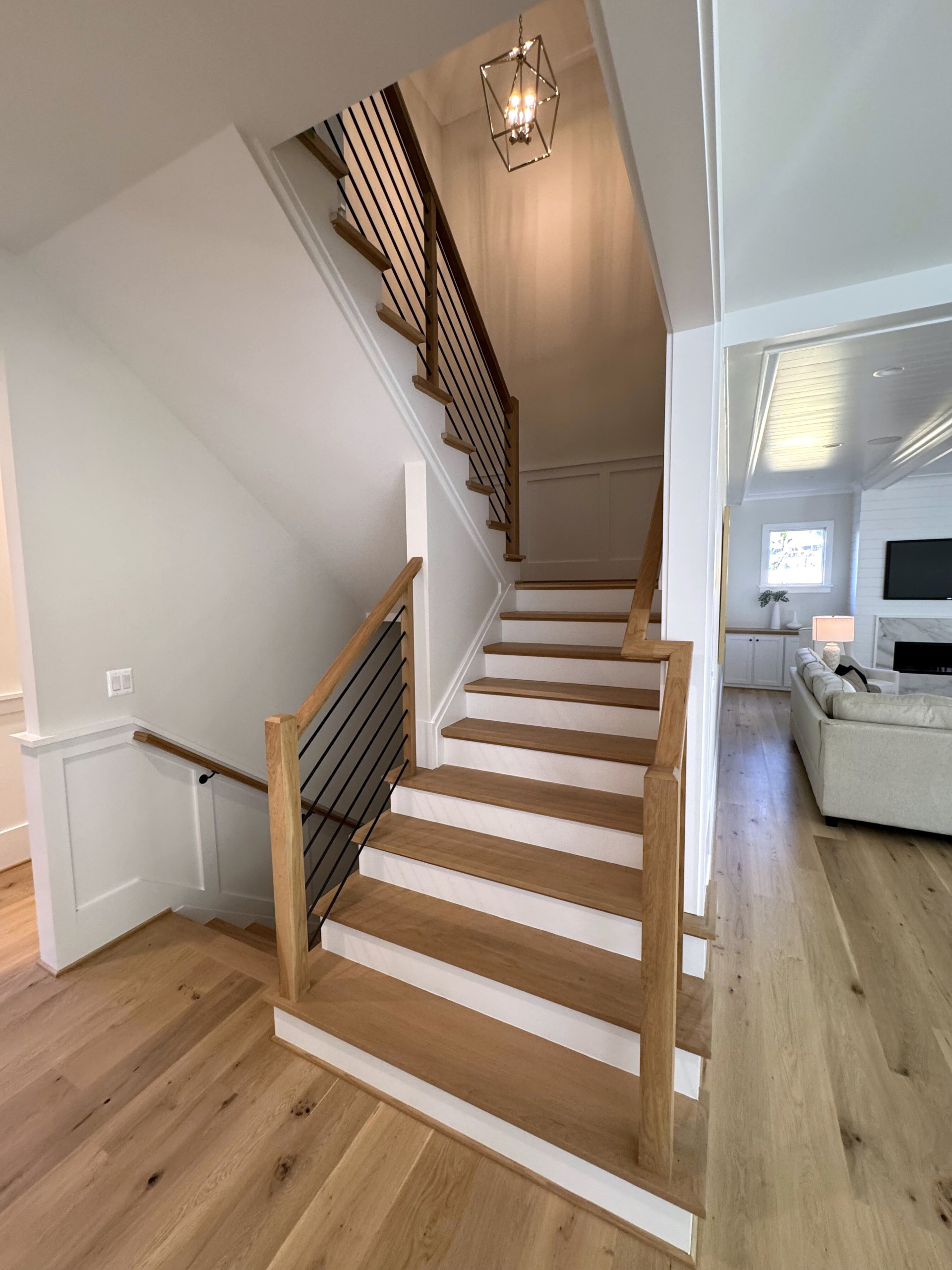 140_Modern White Oak Stair with Horizontal Bar Rail, Falls Church, VA 22043