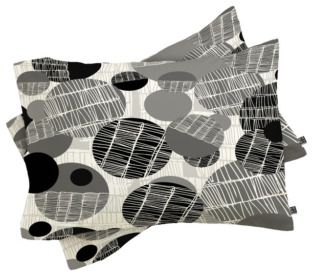 Deny Designs Rachael Taylor Textured Geo Gray And Black Pillow Shams