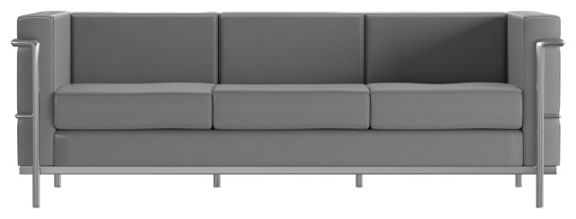Hercules Regal Series Contemporary LeatherSoft Sofa With Encasing Frame, Gray