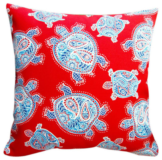 Outdoor Kids Red Sea Turtles 18x18 Throw Pillow, One Pillow Only, Pillow Cover O