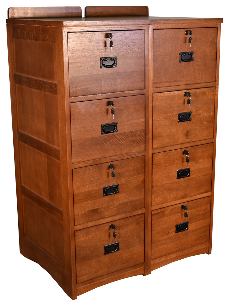 Mission Solid Oak 4Drawer File With Locks & Keys
