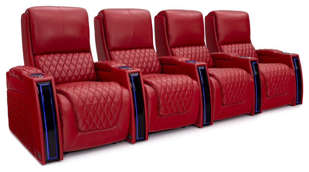 Seatcraft Apex Home Theater Seating, Red, Row of 4