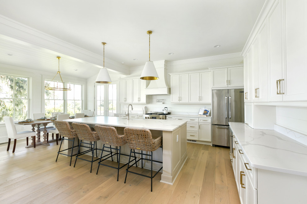 This is an example of a large beach style kitchen in San Diego.