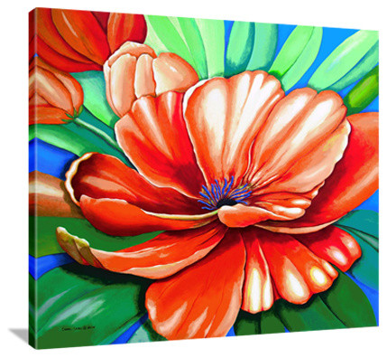 Stained Glass Water Lillies Canvas Print Wall Decor Art Giclee Flowers 4 Sizes Home Garden Home Decor Posters Prints