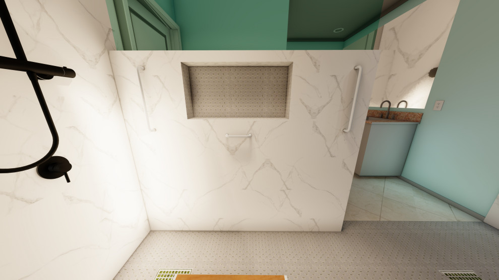 Kleines Modernes Badezimmer En Suite mit eingebautem Waschtisch in Raleigh