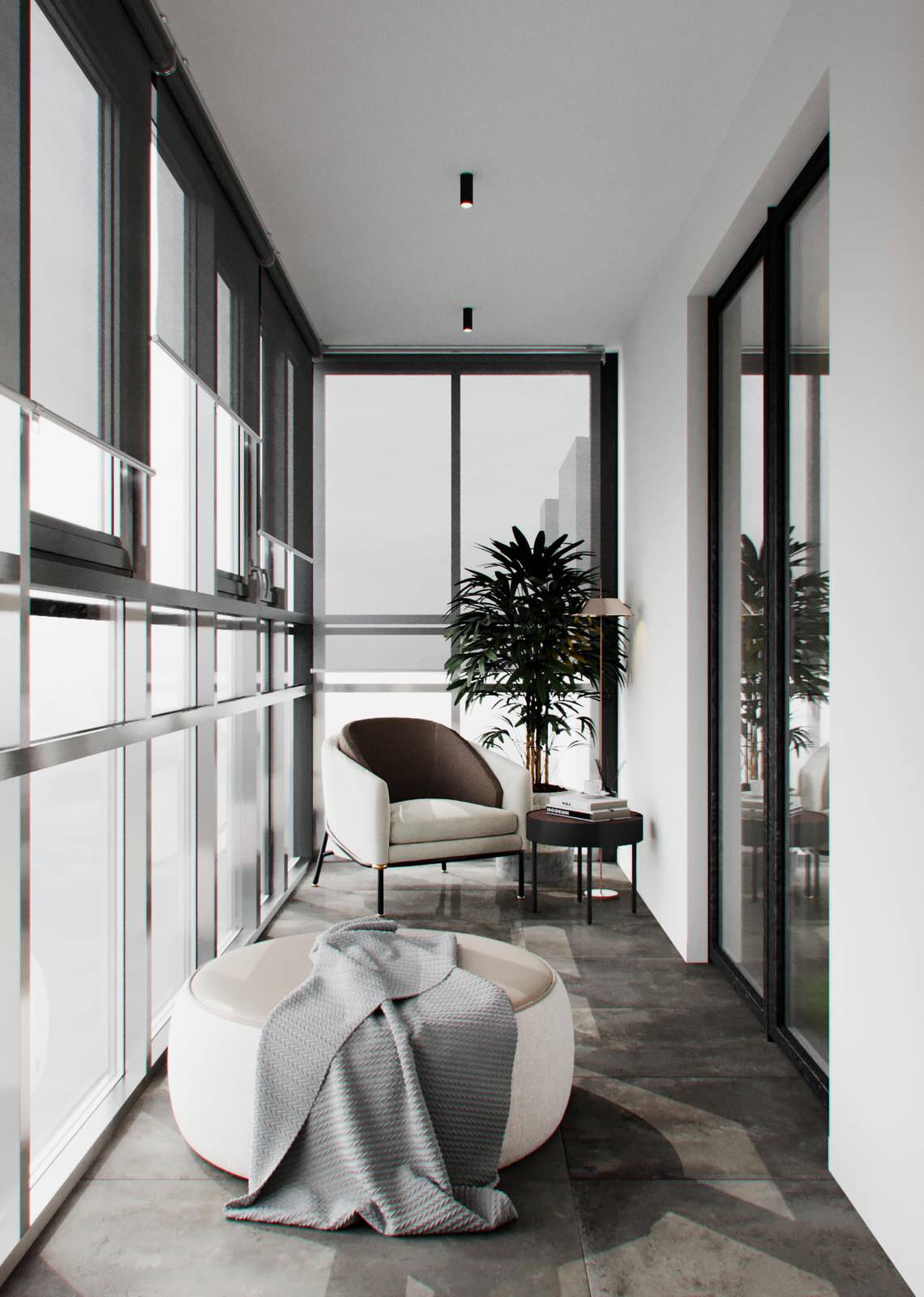 Cовременная квартира, дизайн интерьера в светло-темных тонах в ЖК "Георг Ландрин