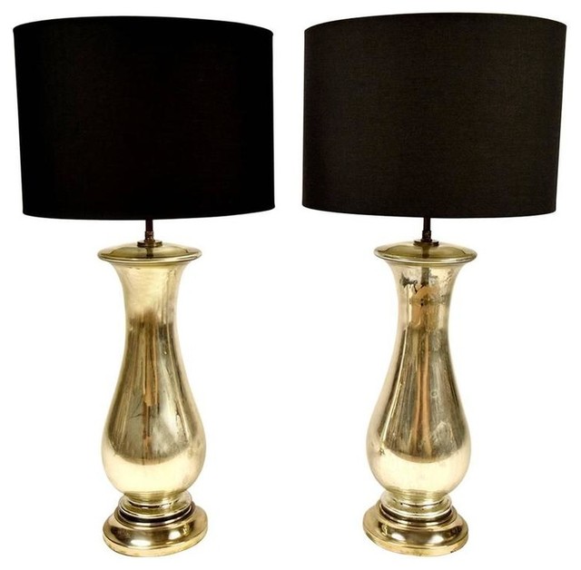 Consigned Modern Mercury Glass Table Lamps Set Of 2