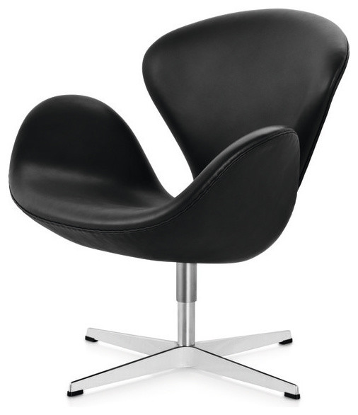 Arne Jacobsen Swan Chair, Black Leather