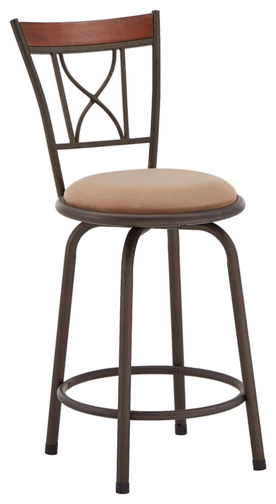 Jayla Bronze Finish Curve XBack Stools, Set of 3 Transitional Bar