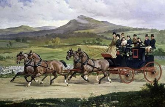 Coach and Four Horses On The Open Road Print