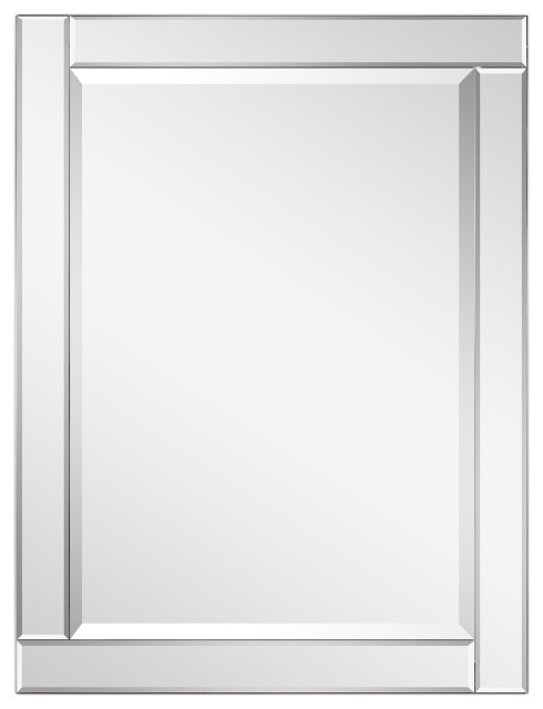 Beveled Rectangle Wall Mirror, Solid Wood Frame With 1"-Beveled Center, 30" X 40"